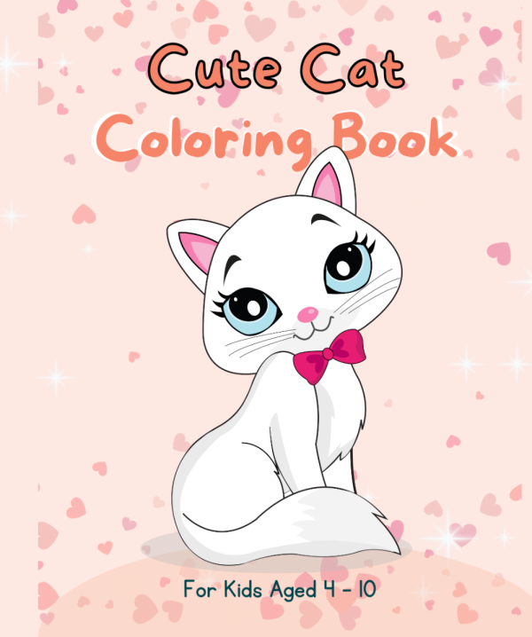 Cute Cat Coloring Book for Kids Ages 4-10