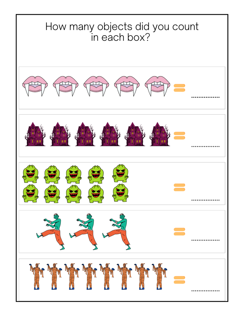 Free Halloween Counting Worksheets for Preschoolers